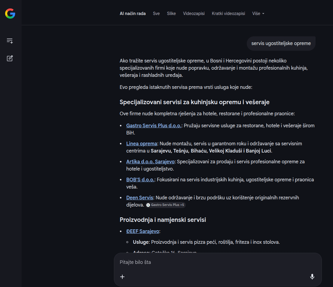 Gastro Servis Plus - pretraga servisa